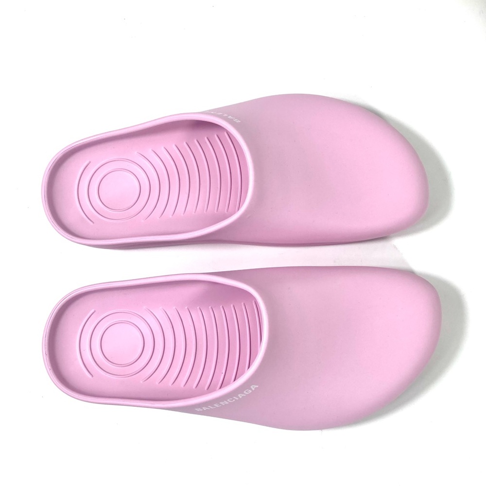 Balenciaga Pool Logo Closed Slides Clogs Pink Women Size 8 US New Matte Finish - Picture 6 of 17